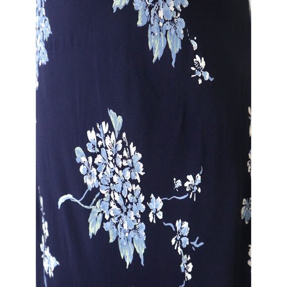 Vintage 1990s Size 4 Rayon Slinky Maxi Dress Navy Blue Floral Print - Picture 6 of 10